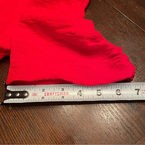 NWT Adrienne Red Ruched Sleeves V-Neck Top | Size Large - Picture 12 of 15
